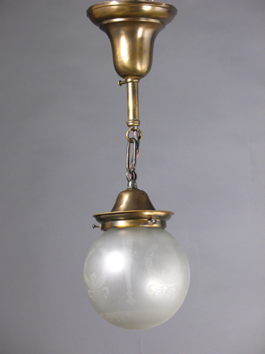 Torch & Wreath Deep Acid Etched Ball Shade Pendant